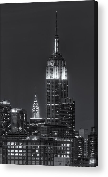 Clarence Holmes Acrylic Print featuring the photograph Empire State and Chrysler Buildings at Twilight IV by Clarence Holmes