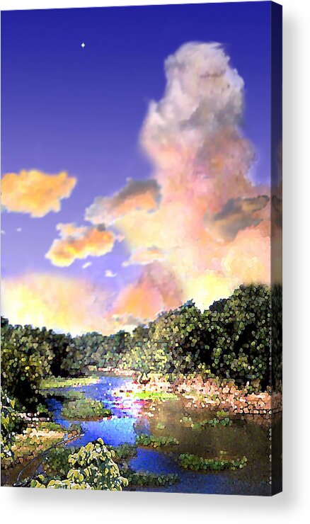 Landscape Acrylic Print featuring the digital art Evening Star by Steve Karol