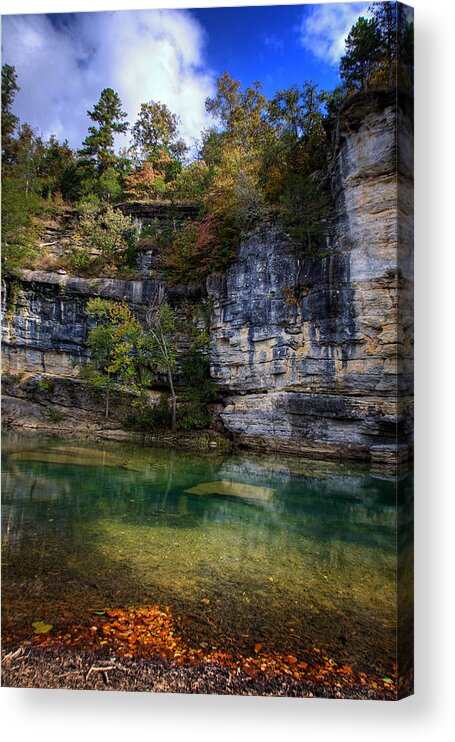 Hdr Acrylic Print featuring the photograph Fall Bluff at Ozark Campground by Michael Dougherty