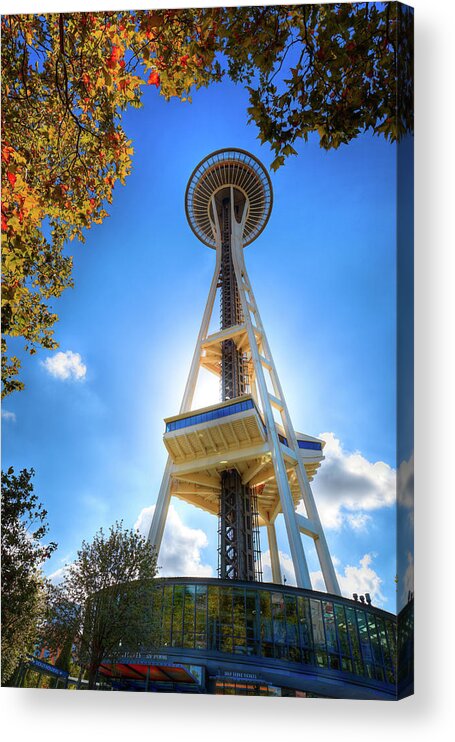 Fall Day At The Space Needle Acrylic Print featuring the photograph Fall Day at the Space Needle by David Patterson