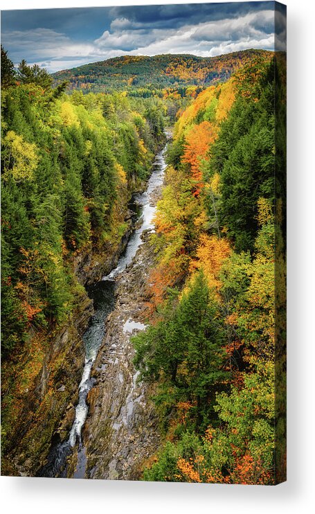 Quechee Gorge Vt Acrylic Print featuring the photograph Fall Quechee Gorge, VT by Michael Hubley