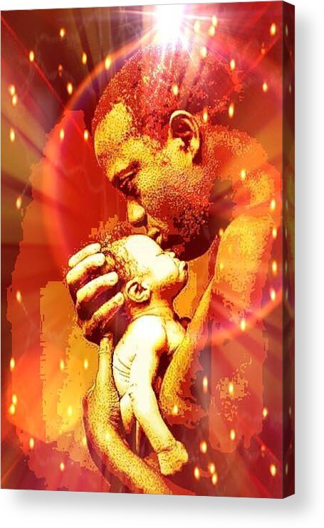 Digital Art Acrylic Print featuring the digital art Father and Son by Karen Buford