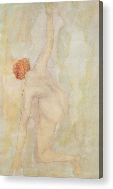 Rodin Acrylic Print featuring the painting Female nude by Auguste Rodin