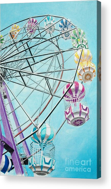 Ferris Wheel Acrylic Print featuring the painting Ferris Wheel View by Glenda Zuckerman
