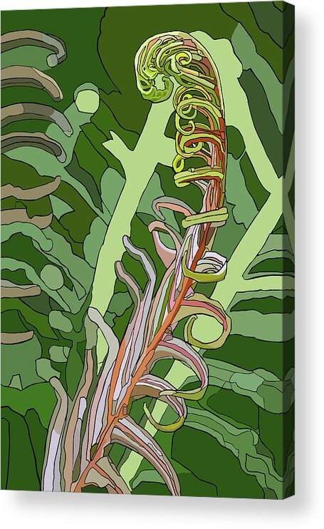 Fiddlehead Acrylic Print featuring the painting Fiddlehead by Jamie Downs