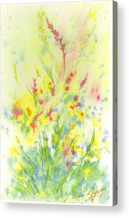Flowers Acrylic Print featuring the painting Field of Yellow by Elise Boam