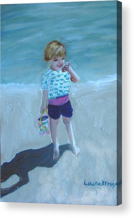 Child Acrylic Print featuring the painting Finding Treasure by Laurie Morgan