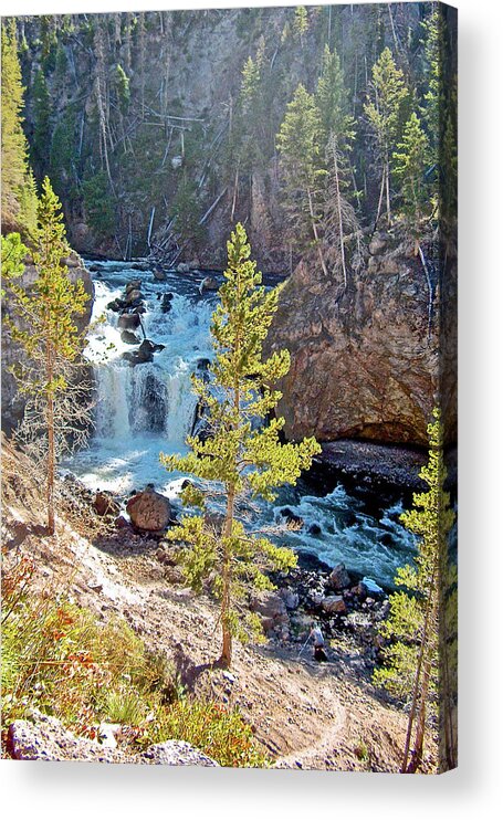 Firehole Canyon Falls In Yellowstone National Park Acrylic Print featuring the photograph Firehole Canyon Falls in Yellowstone National Park, Wyoming by Ruth Hager