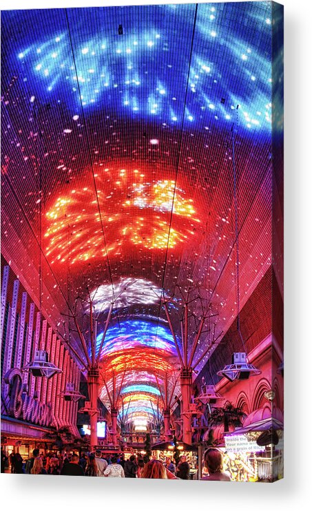 Fireworks Acrylic Print featuring the photograph Fireworks display in Las Vegas by Tatiana Travelways