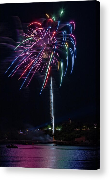 Maine Acrylic Print featuring the photograph Fireworks over Portland, Maine by Colin Chase