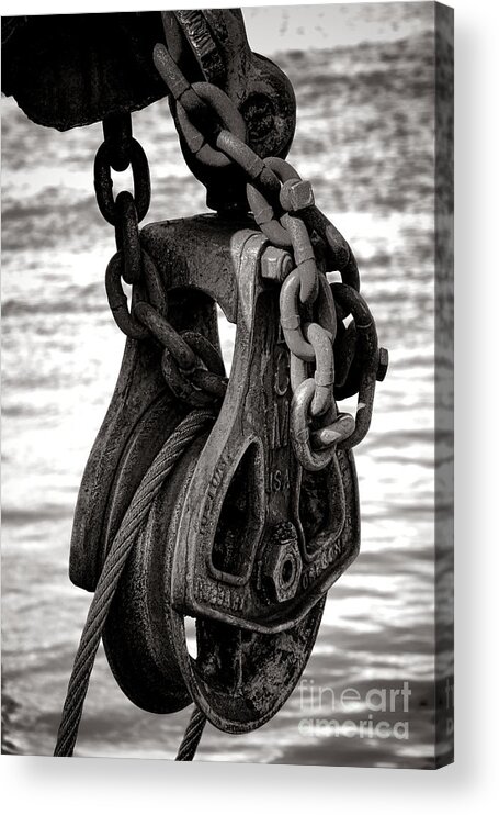 Ship Acrylic Print featuring the photograph Fishing Boat Pulley by Olivier Le Queinec