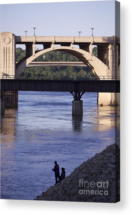 Fishing Acrylic Print featuring the photograph Fishing on the Mississippi River by Kate Purdy