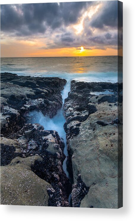 Seascape Acrylic Print featuring the photograph Fissure Sunset by Robert Bynum