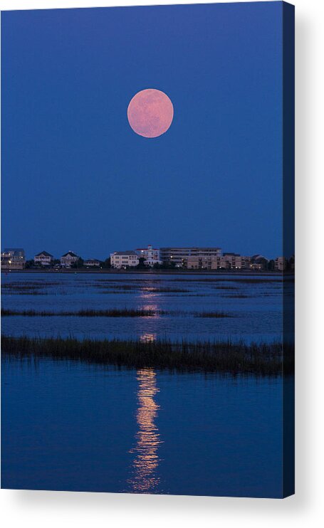 Moon Acrylic Print featuring the photograph Flower Moon Rising Over Murrells Inlet by Bill Barber