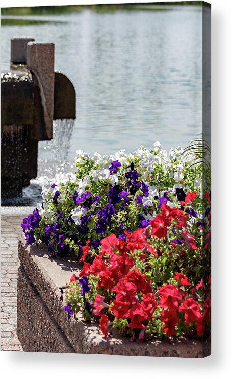 Water Acrylic Print featuring the photograph Flowers and Water by Douglas Killourie