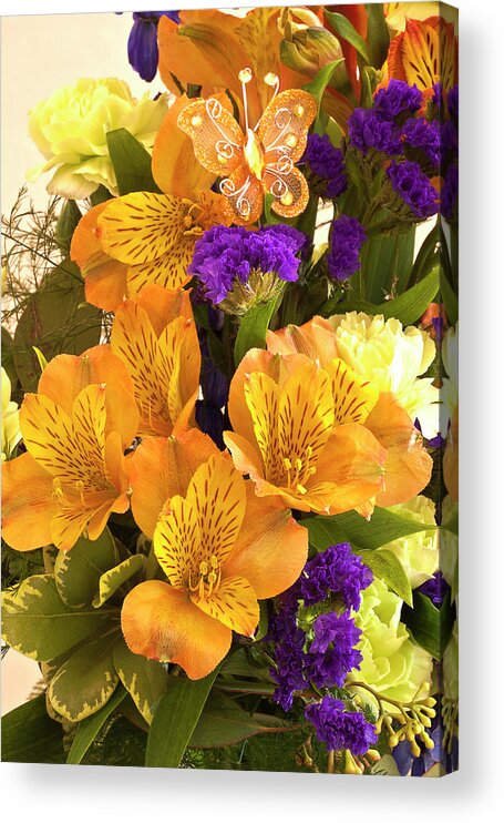 Alstromeria Acrylic Print featuring the photograph Flowers From Hannah by Sandra Foster