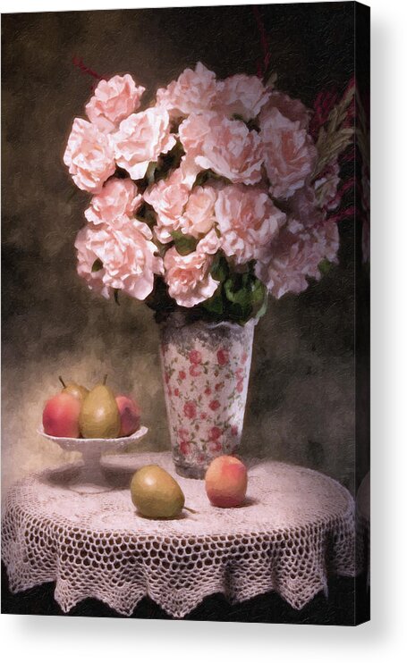Flowers Acrylic Print featuring the photograph Flowers With Fruit Still Life by Tom Mc Nemar
