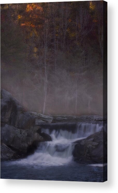 Autumn Acrylic Print featuring the photograph Foggy Morning at Linville Falls by Ellen Heaverlo