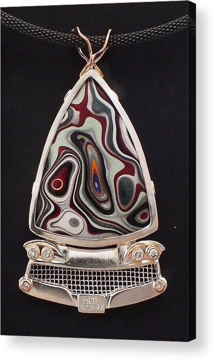 Detroit Agate Acrylic Print featuring the jewelry Fordite Time Travel Necklace by Marie-Claire Dole