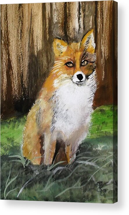 Fox Acrylic Print featuring the painting Foxy Lady by Carole Robins