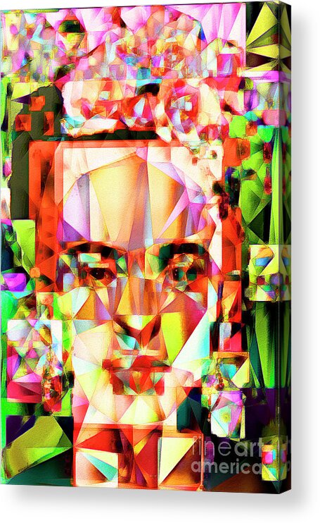 Wingsdomain Acrylic Print featuring the photograph Frida Kahlo in Abstract Cubism 20170326 v4 by Wingsdomain Art and Photography