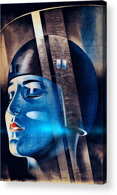 Poster Acrylic Print featuring the painting Fritz Langs Metropolis movie poster 1926 by Vincent Monozlay