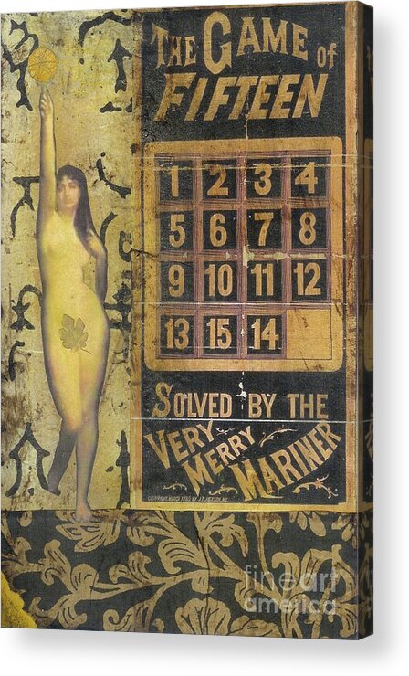 Vintage Acrylic Print featuring the mixed media Game of Fifteen by Desiree Paquette