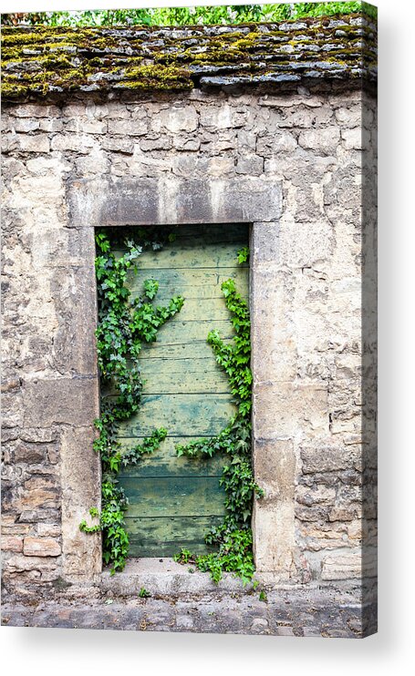 Aged Acrylic Print featuring the photograph Garden Door in Beaune by W Chris Fooshee