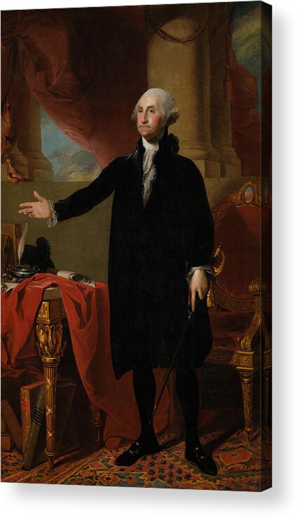 George Washington Acrylic Print featuring the painting George Washington Lansdowne Portrait by War Is Hell Store