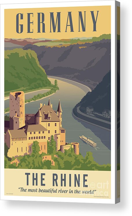 Travel Poster Acrylic Print featuring the digital art Germany Retro Poster by Jim Zahniser