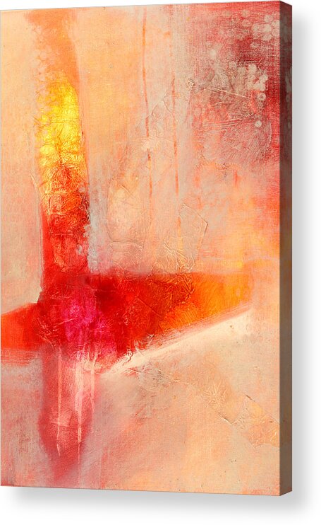 Orange Acrylic Print featuring the painting Glow 2 Abstract Art by Nancy Merkle