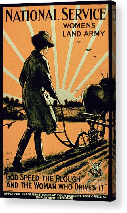 Plow Acrylic Print featuring the painting God Speed the Plough and the Woman Who Drives It by American School
