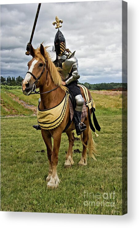 Knight Acrylic Print featuring the digital art Gold and Silver Knight by Lise Winne