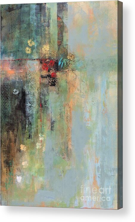 Abstract Art Acrylic Print featuring the painting Golden Flowers by Frances Marino