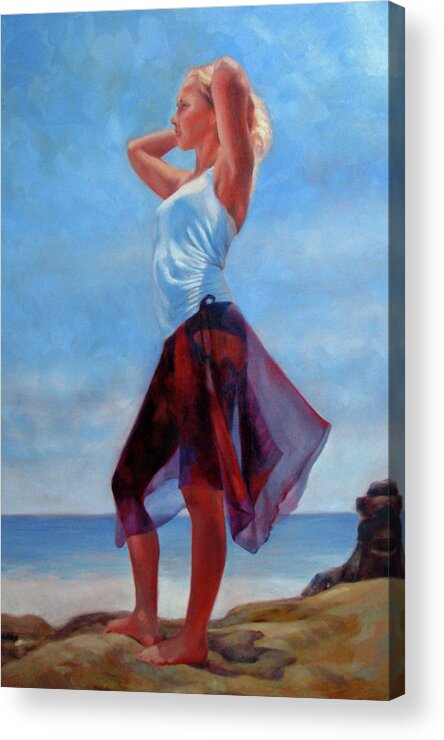 Beach Acrylic Print featuring the painting Golden Girl by Marie Witte