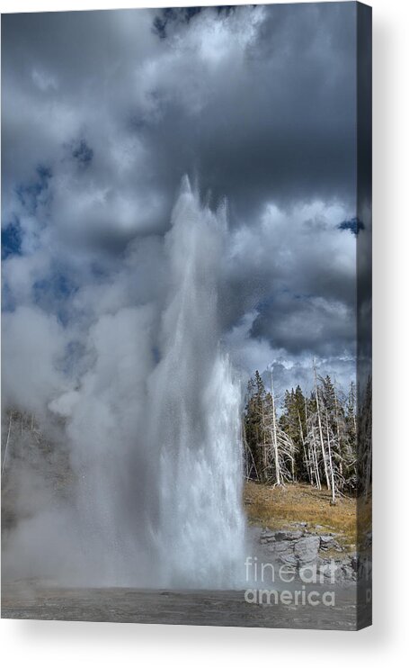 Grand Geyser Acrylic Print featuring the photograph Grand Reaching For The Skies by Adam Jewell