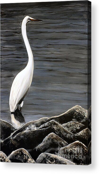 Egret Acrylic Print featuring the painting Great Egret by Patrick Dablow