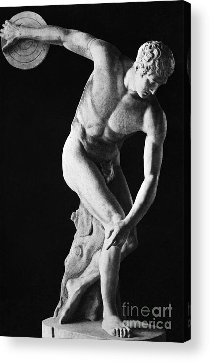 Adults Acrylic Print featuring the photograph Greek Sculpture Of Discus Thrower by H. Armstrong Roberts/ClassicStock