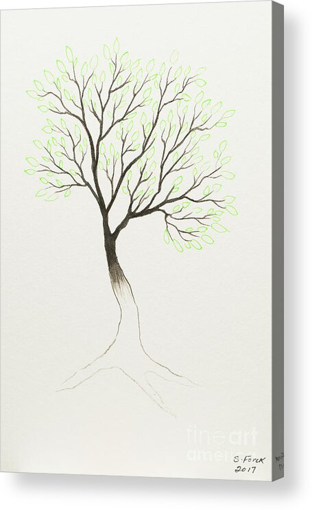 Tree Acrylic Print featuring the painting Green tree by Stefanie Forck