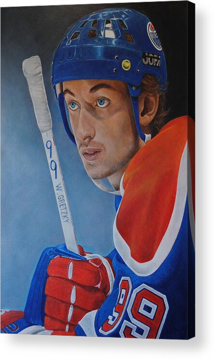 Wayne Gretzky Acrylic Print featuring the painting Wayne Gretzky by David Dunne