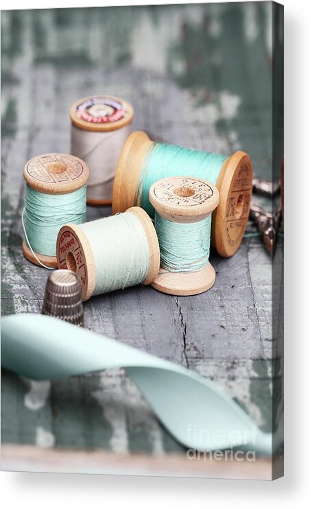 Vintage Acrylic Print featuring the photograph Group of Vintage Sewing Notions by Stephanie Frey