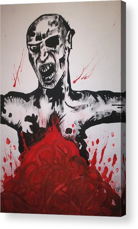 Zombie Acrylic Print featuring the painting Gutted by Sam Hane