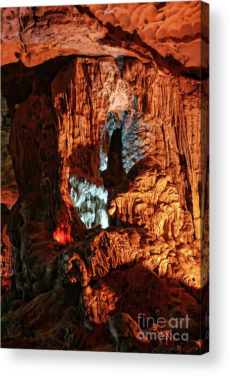 Hang Sung Sot Limestone Cave Acrylic Print featuring the photograph Ha Long Bay Cave I by Chuck Kuhn