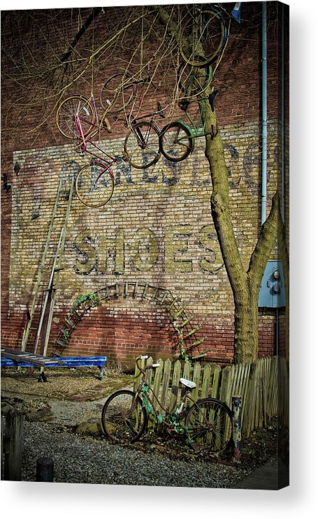 Daniel Houghton Acrylic Print featuring the photograph Hanging Bikes by Daniel Houghton