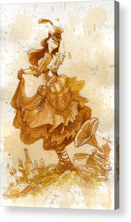 Steampunk Acrylic Print featuring the painting Happiness by Brian Kesinger
