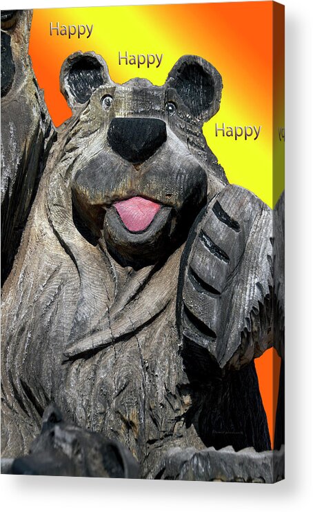 Black Bear Acrylic Print featuring the photograph Happy Wooden Bear Craving by Thomas Woolworth