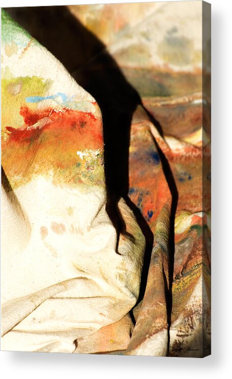 Abstract Acrylic Print featuring the photograph Harsh shadows on drop cloth by John Harmon