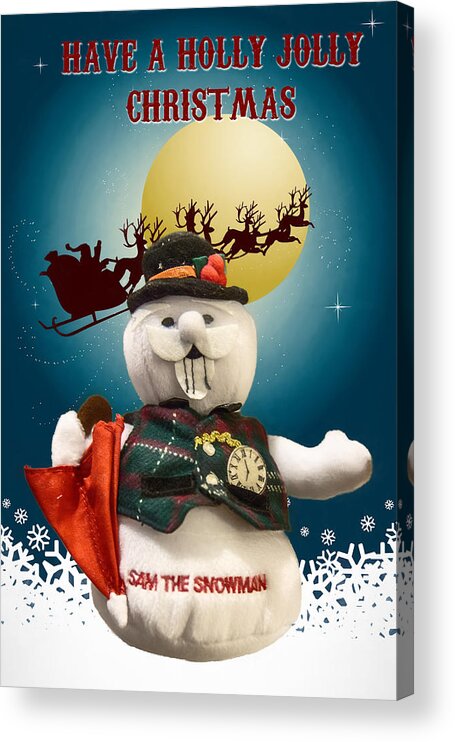 Christmas Acrylic Print featuring the digital art Have a Holly Jolly Christmas by John Haldane