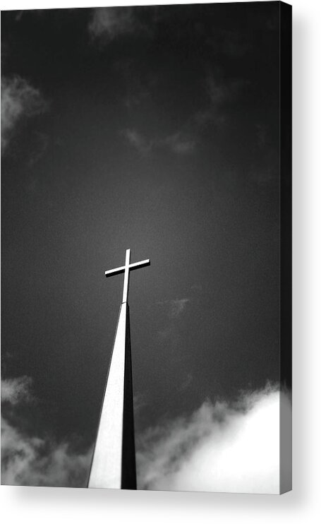 Church Acrylic Print featuring the photograph Higher to Heaven - Black and White Photography by Linda Woods by Linda Woods