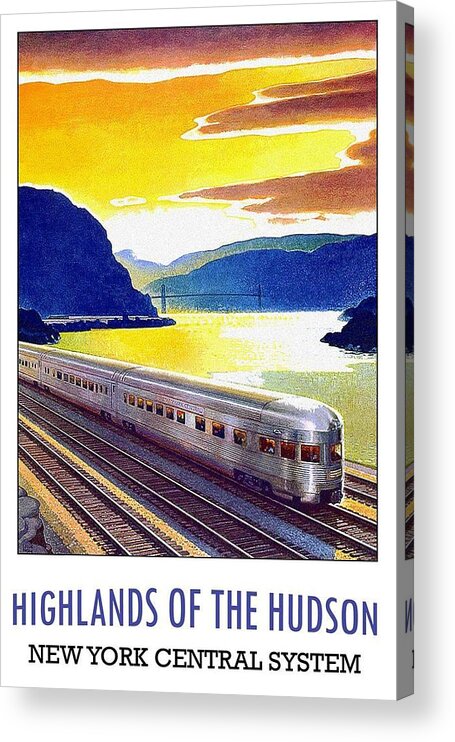Hudson Acrylic Print featuring the mixed media Highlands of the Hudson - New York Central System - Retro travel Poster - Vintage Poster by Studio Grafiikka